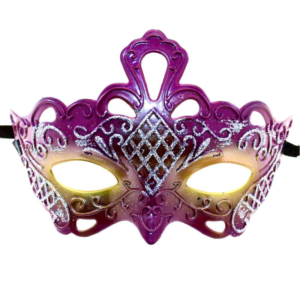 Zac's Alter Ego - Classic Venetian Two Tone Glitter Masquerade Maske - Rosa